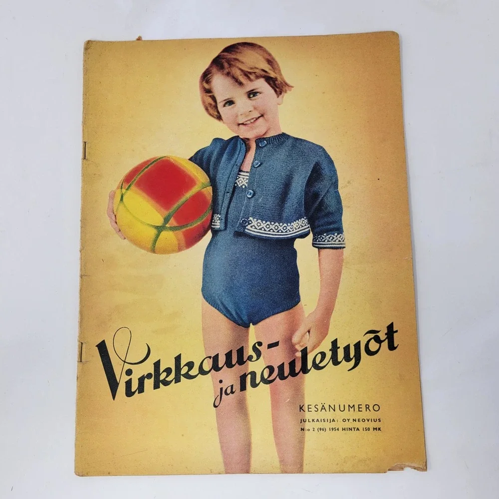 Vintage 1954 Virkkaus- ja neuletyöt Finnish Knitting Crochet‎ Fashion Magazine